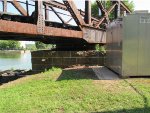 Wisconsin Central Railroad spur to Expera. Railroad bridge crossing the Fox River lock & canal